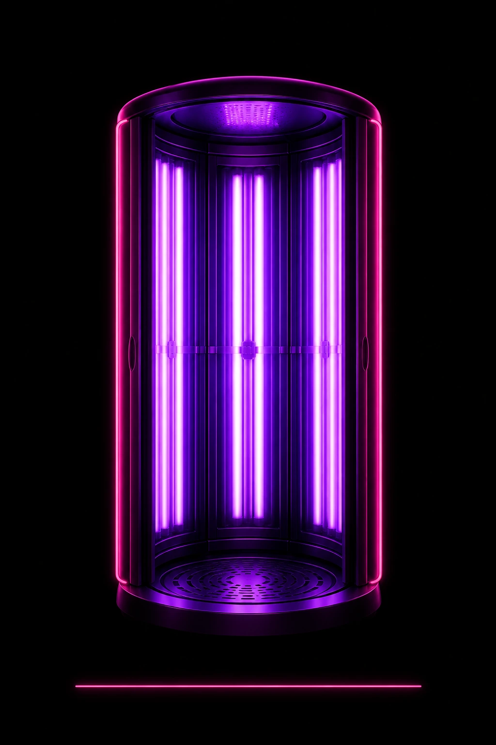 Álló szolárium gép neon fényekkel a Trend Automata Szoláriumban